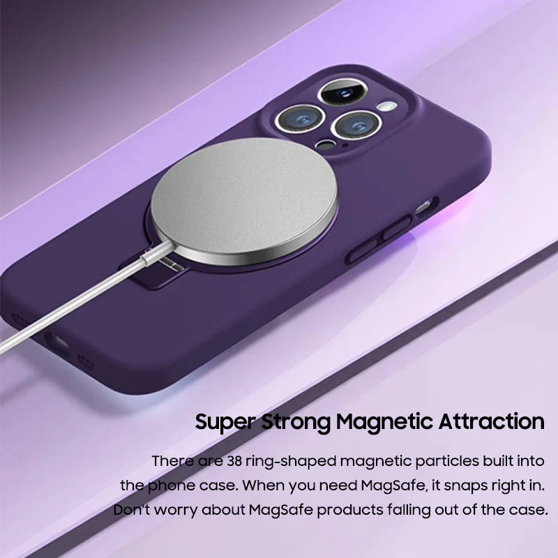 iPhone MagSafe Series | Liquid Silicone Foldable Stand Phone Case - Image 4
