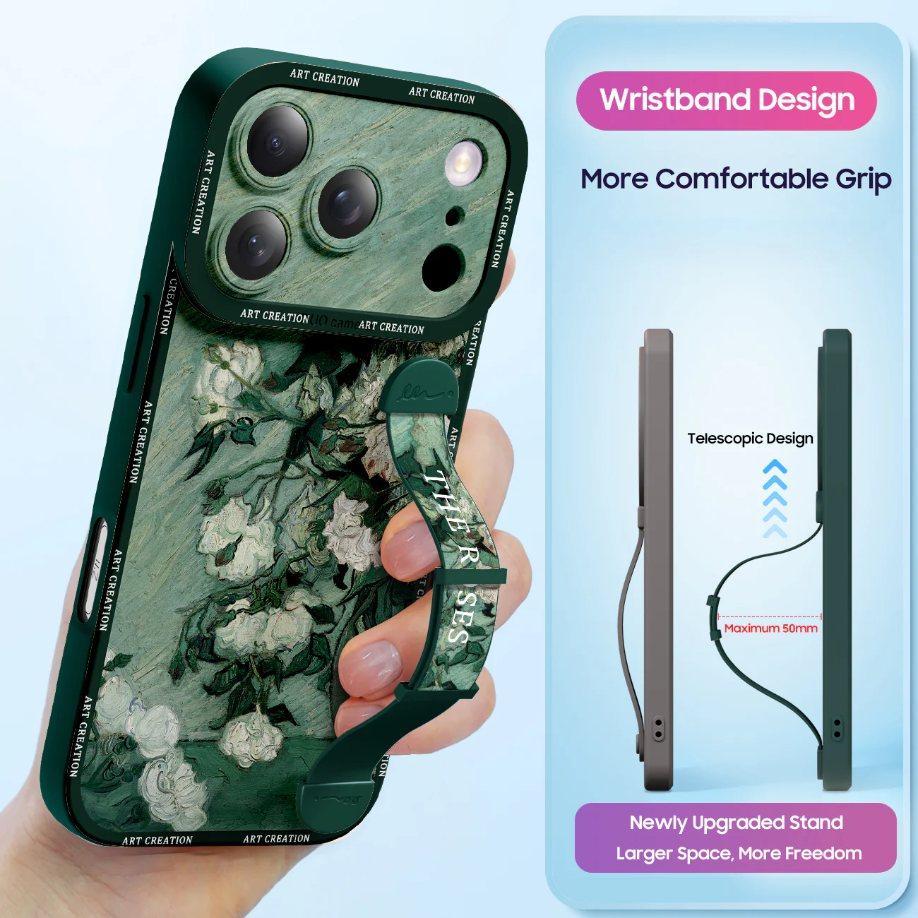 iPhone Series | Art Series Liquid Silicone Wristband Phone Case - Image 4