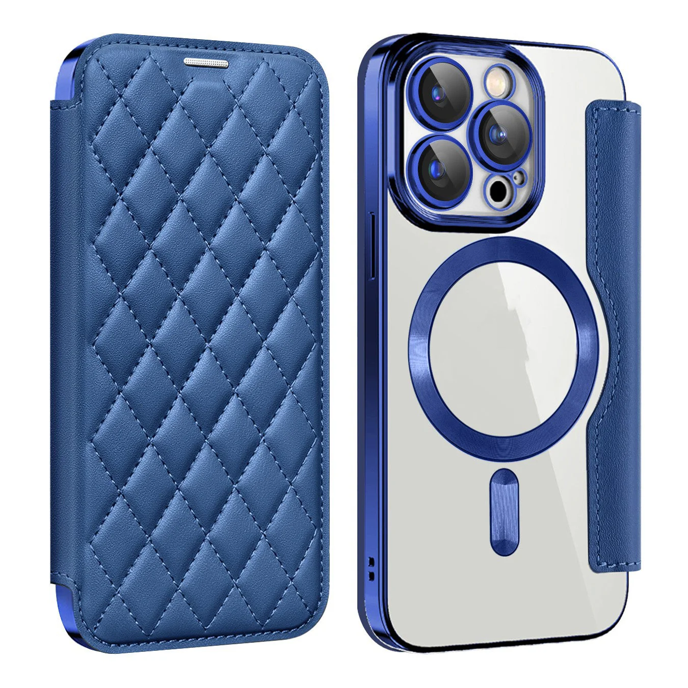 iPhone Magsafe Series | Electroplated Magnetic Diamond Pattern Flip Leather Case - Image 13