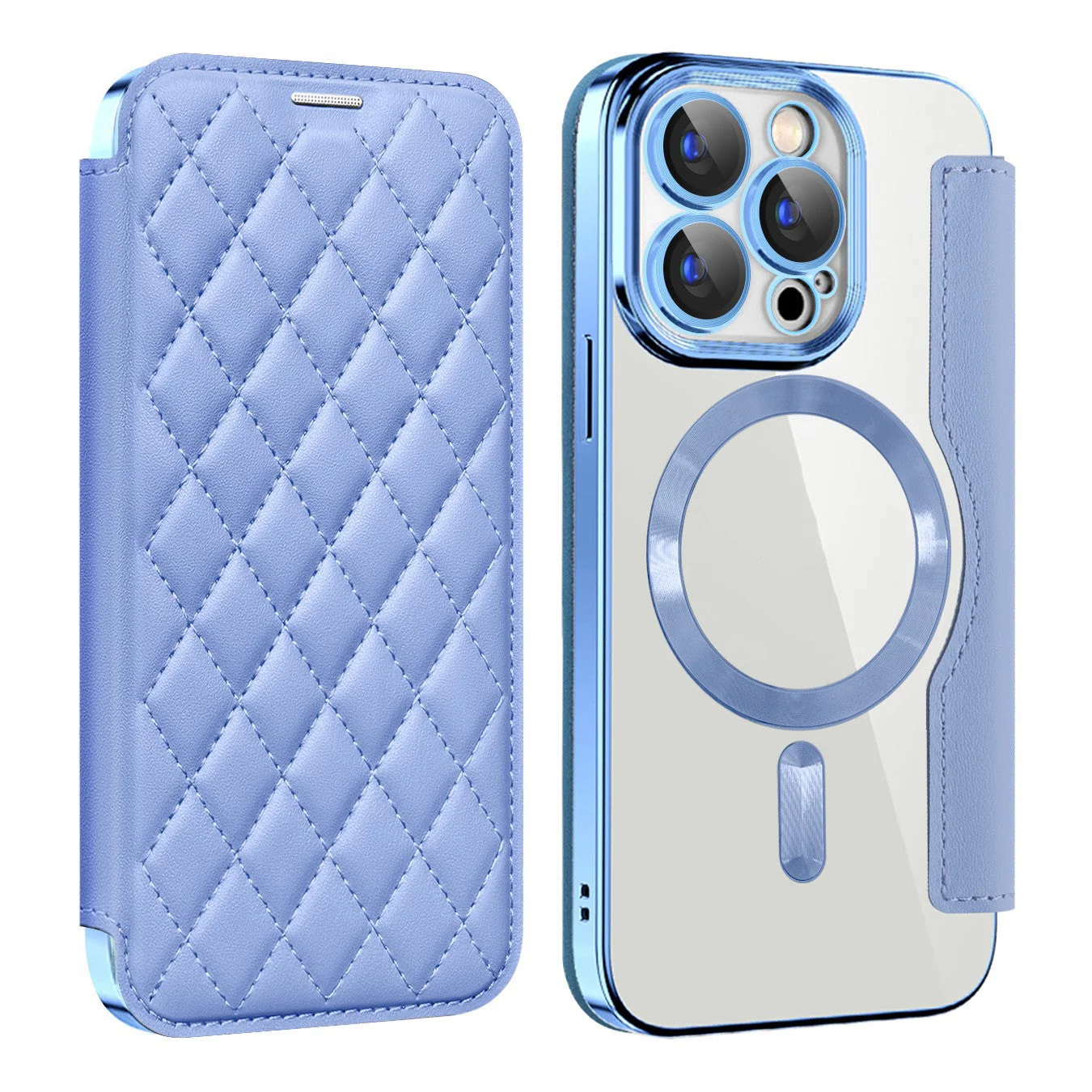 iPhone Magsafe Series | Electroplated Magnetic Diamond Pattern Flip Leather Case - Image 8