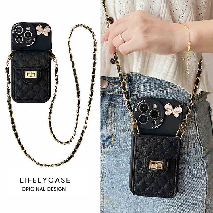 iPhone Lanyard Series | Genuine Leather Card Holder Phone Case [Butterfly Accessories] - Image 3