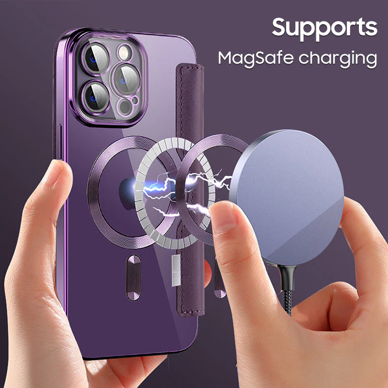 iPhone MagSafe Series | Business Type Magnetic Charging Electroplated Flip Leather Case - Image 3