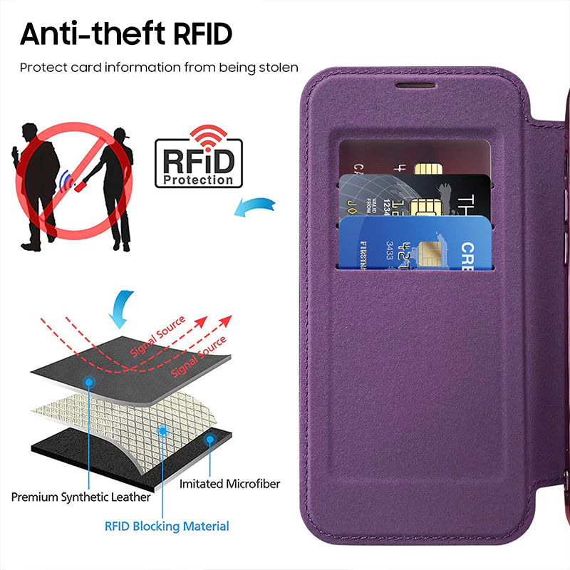 iPhone MagSafe Series | Business Type Magnetic Charging Electroplated Flip Leather Case - Image 7