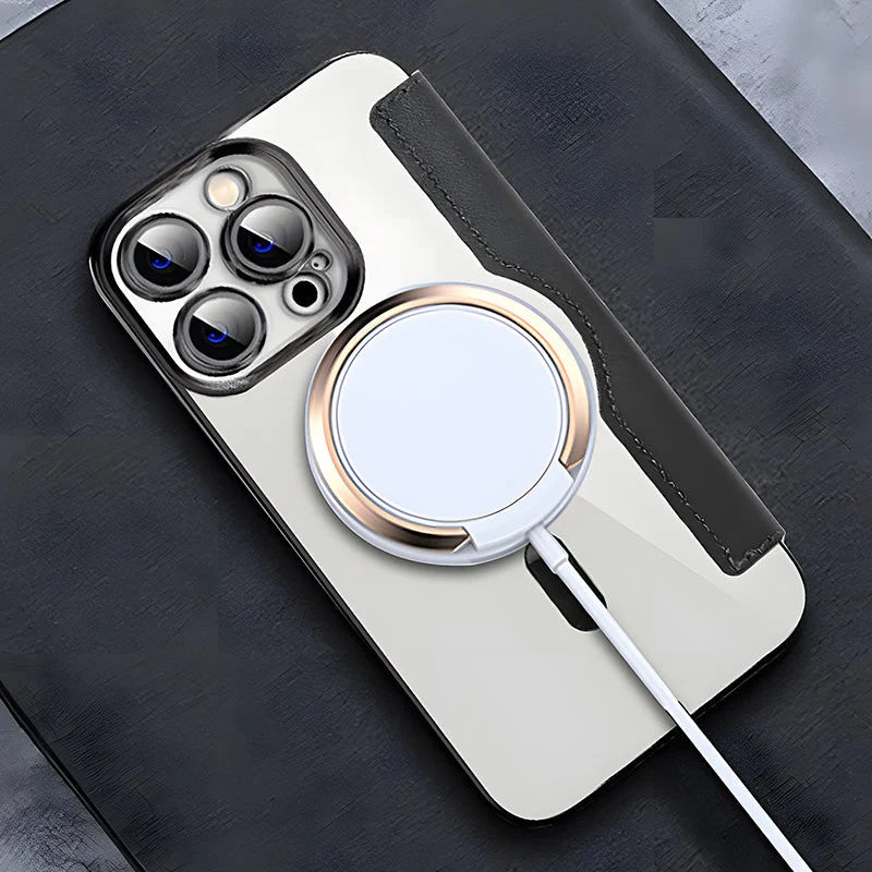 iPhone MagSafe Series | Business Type Magnetic Charging Electroplated Flip Leather Case - Image 8