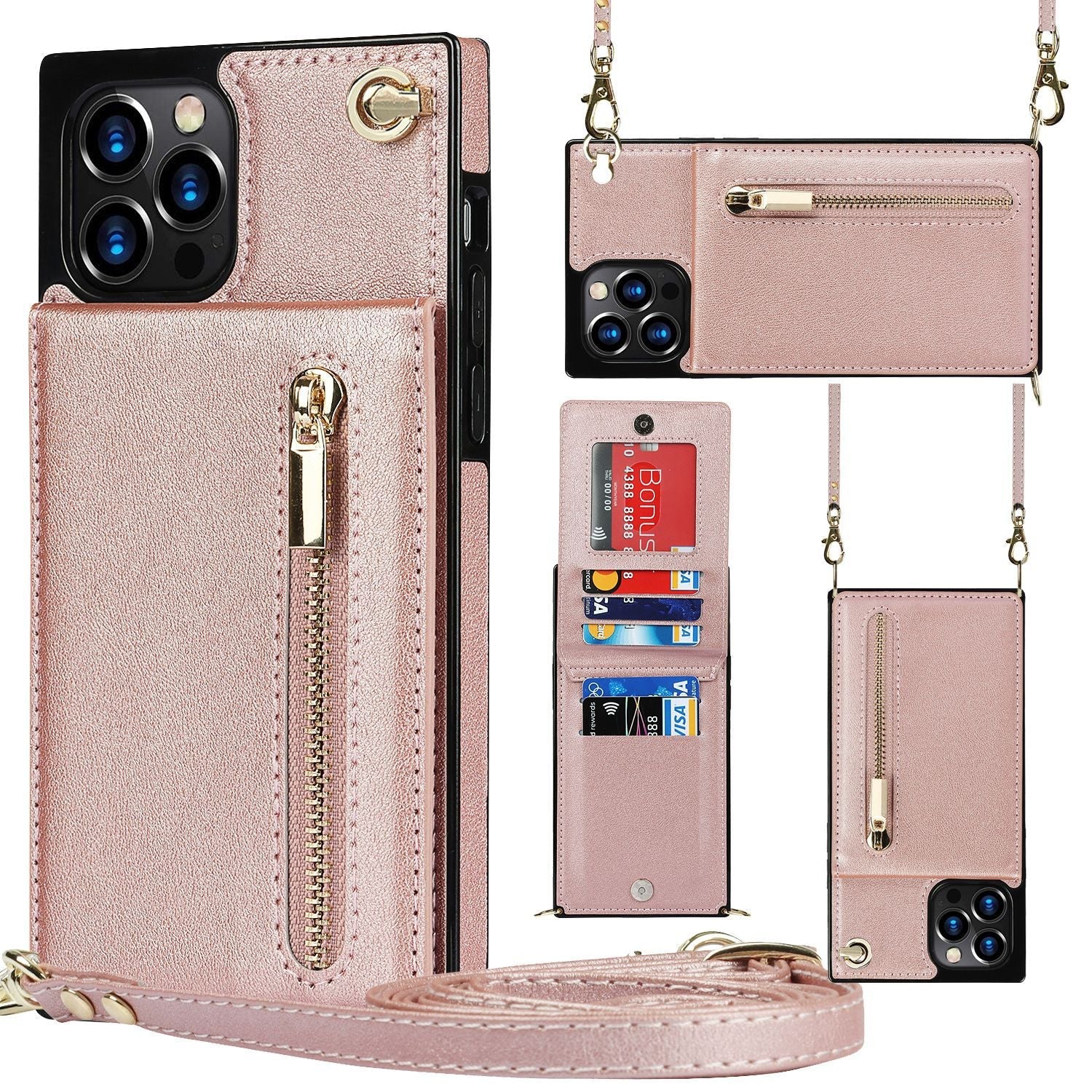 iPhone Series | Crossbody Cell Phone Leather Case with Zipper Card Holder Design - Image 7